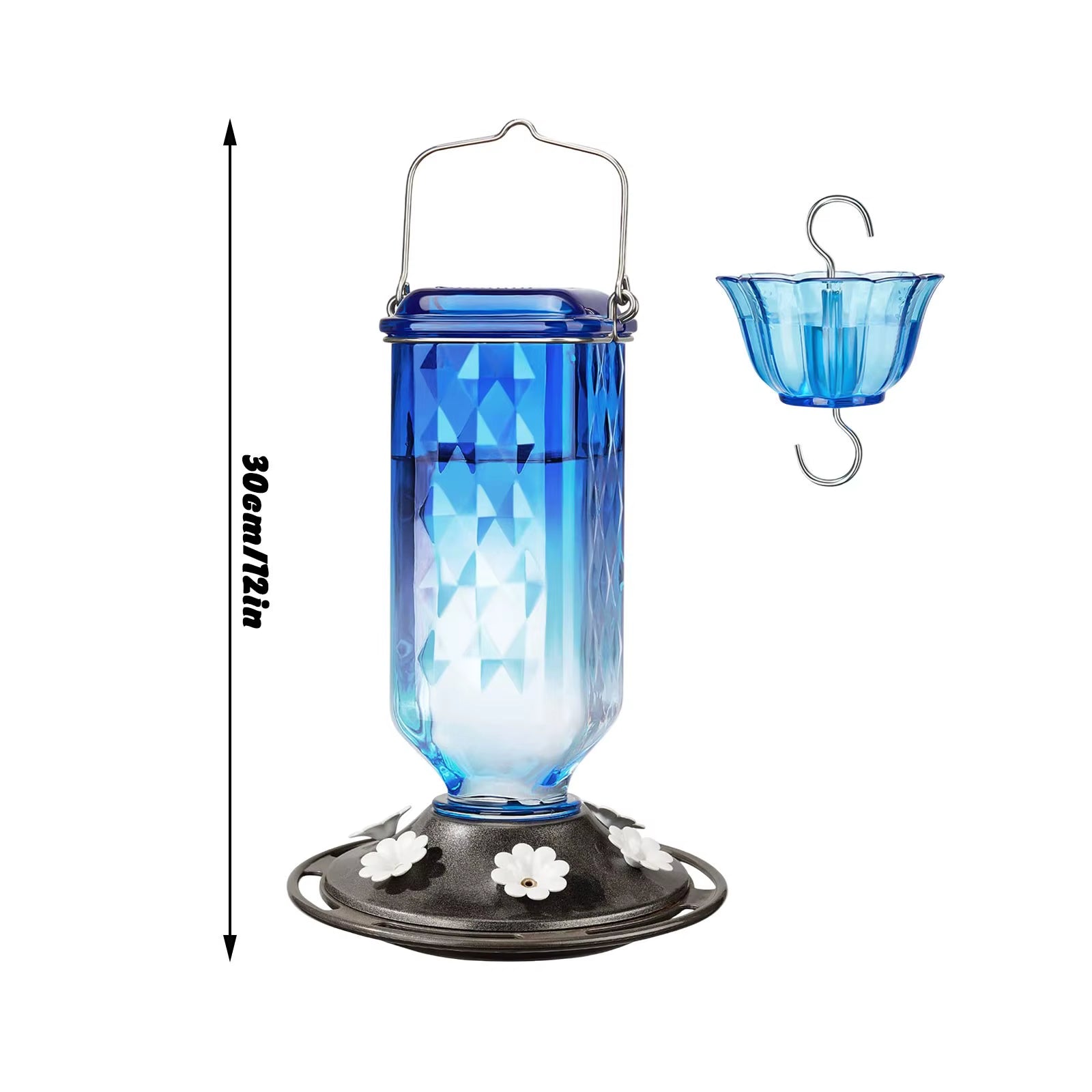 Skybloom Glass Hummingbird Feeder – Elegant 6-Port Nectar Feeder with Ant Moat